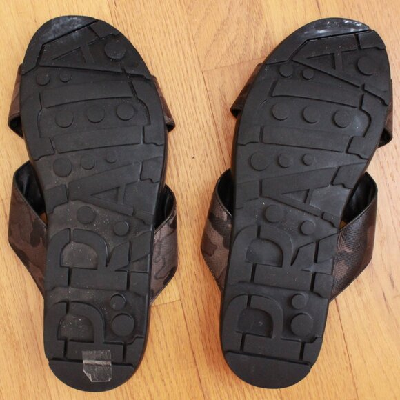 Prada Men's Criss Cross Camo Print Sandals Size 8 - Picture 6 of 11